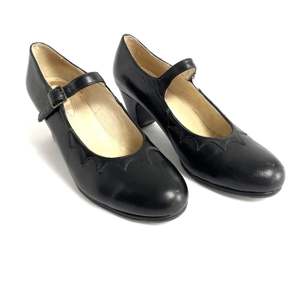 Menkes Black Leather Flamenco Dance Shoes Womens 8.5